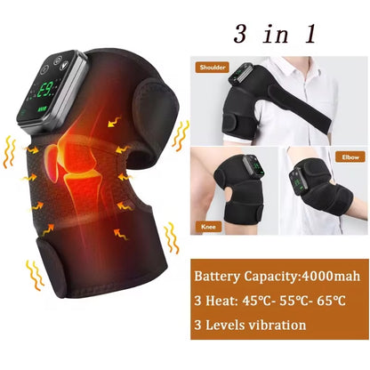 Rechargeable Electric Shoulder and Knee Massager with Heating and Vibration Therapy